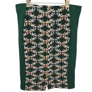 Dolan Anthro Devlin Green and Cream Floral Pencil Skirt W 16in - L 22 1/2
